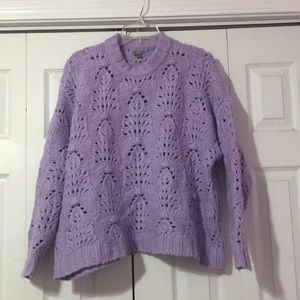 Purple pointelle sweater